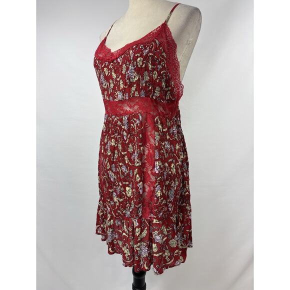 Intimately Free People Last Night Mini Dress Red Yellow Floral Size Large - Picture 15 of 15